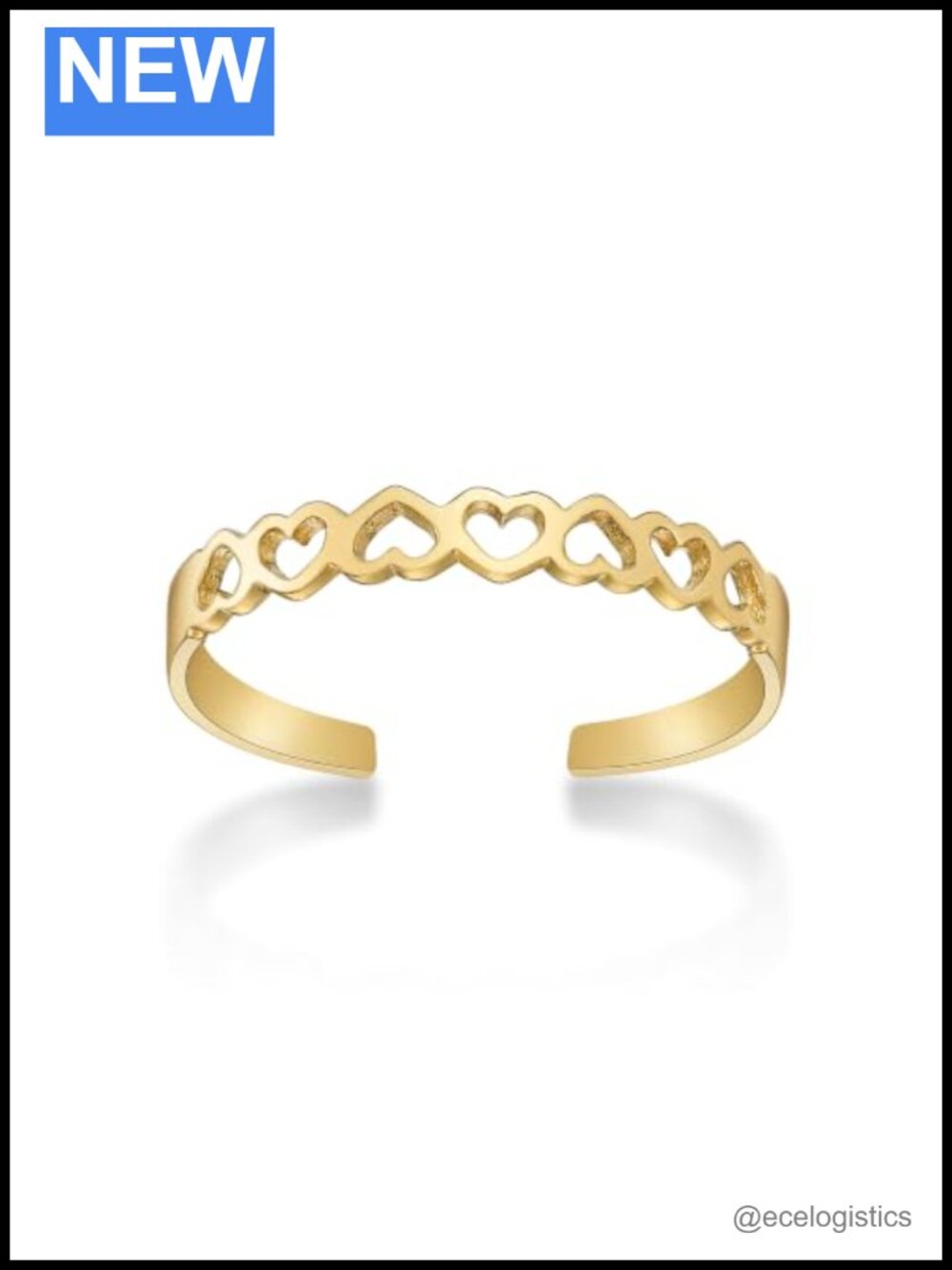10k Yellow Gold Filigree Heart Cutout Open Band Toe Ring